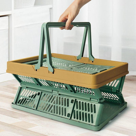 Folding picnic basket-Green with Brown.