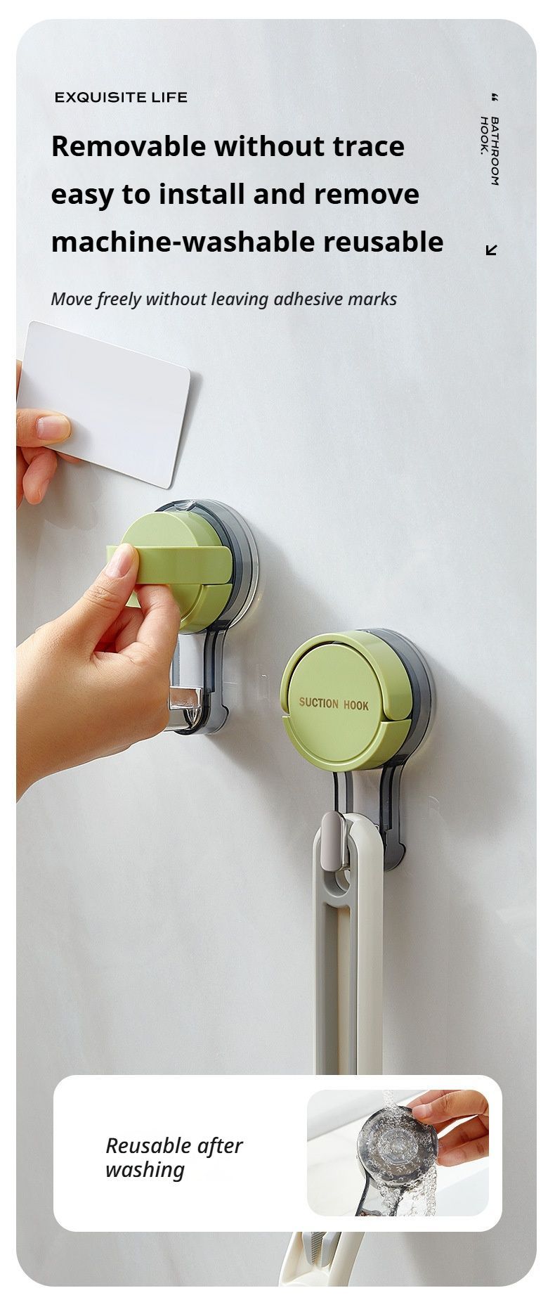 green Suction cup hook