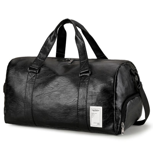 LargePULeatherTravelGymBag-Black