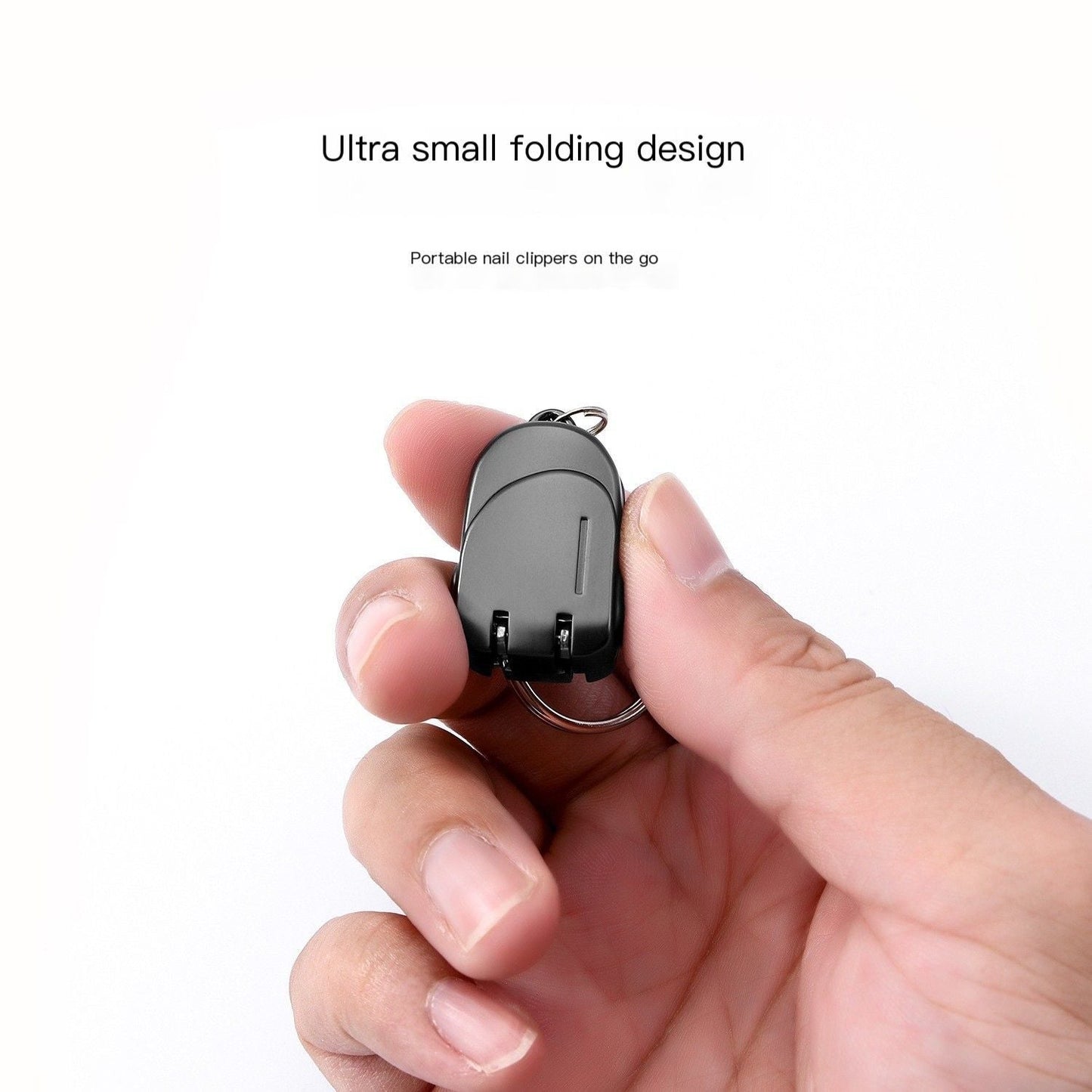 So he carried folding nail clippers-Black Mini cat and Keychain