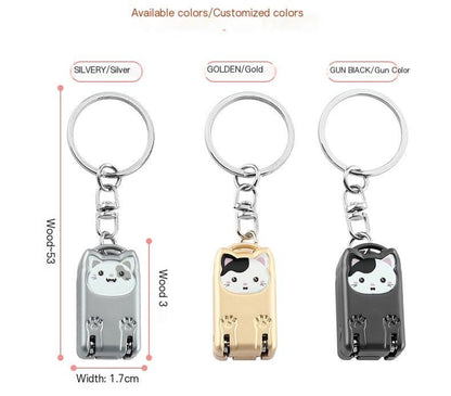 So he carried folding nail clippers-Black Mini cat and Keychain