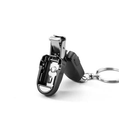 So he carried folding nail clippers-Black Mini cat and Keychain