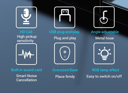 RGB Desktop Microphone 3 USB HUB Model White