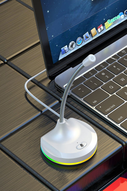RGB Desktop Microphone 3 USB HUB Model White