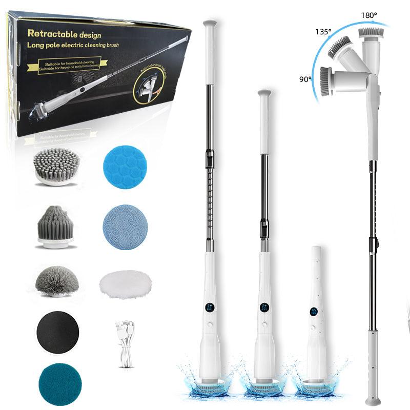 Electric Spin Scrubber Power Shower Cleaning Brush with Extendable Handle & 8 Brush Heads for Bathtub Tile Grout Kitchen Window and Floor.