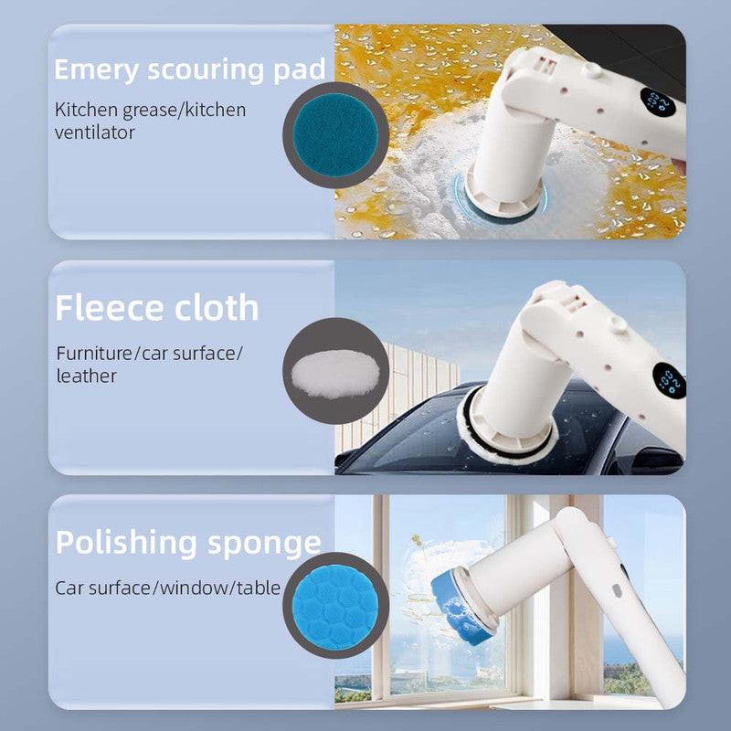 Electric Spin Scrubber Power Shower Cleaning Brush with Extendable Handle & 8 Brush Heads for Bathtub Tile Grout Kitchen Window and Floor.