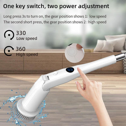 Electric Spin Scrubber Power Shower Cleaning Brush with Extendable Handle & 8 Brush Heads for Bathtub Tile Grout Kitchen Window and Floor.