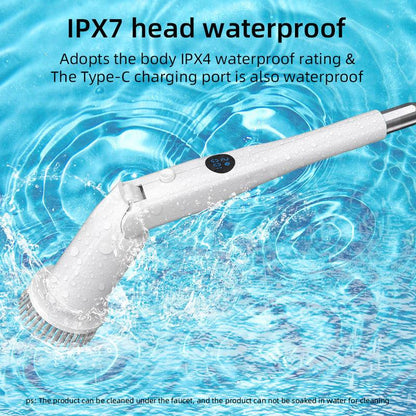 Electric Spin Scrubber Power Shower Cleaning Brush with Extendable Handle & 8 Brush Heads for Bathtub Tile Grout Kitchen Window and Floor.