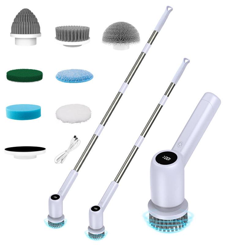 Electric Spin Scrubber Power Shower Cleaning Brush with Extendable Handle & 8 Brush Heads for Bathtub Tile Grout Kitchen Window and Floor.