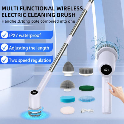 Electric Spin Scrubber Power Shower Cleaning Brush with Extendable Handle & 8 Brush Heads for Bathtub Tile Grout Kitchen Window and Floor.