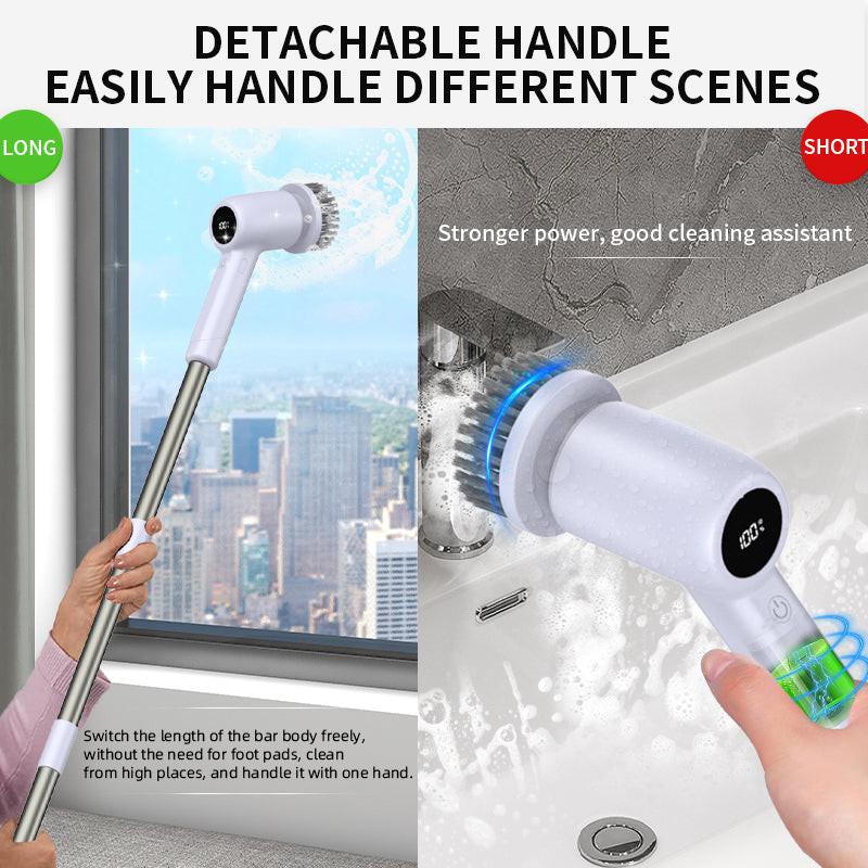Electric Spin Scrubber Power Shower Cleaning Brush with Extendable Handle & 8 Brush Heads for Bathtub Tile Grout Kitchen Window and Floor.