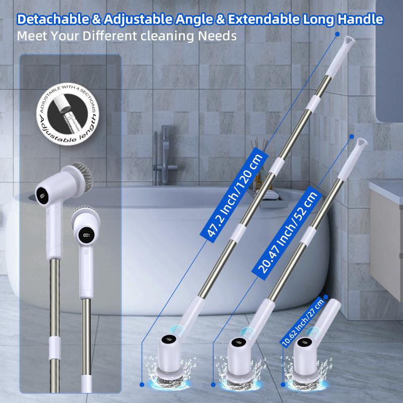 Electric Spin Scrubber Power Shower Cleaning Brush with Extendable Handle & 8 Brush Heads for Bathtub Tile Grout Kitchen Window and Floor.