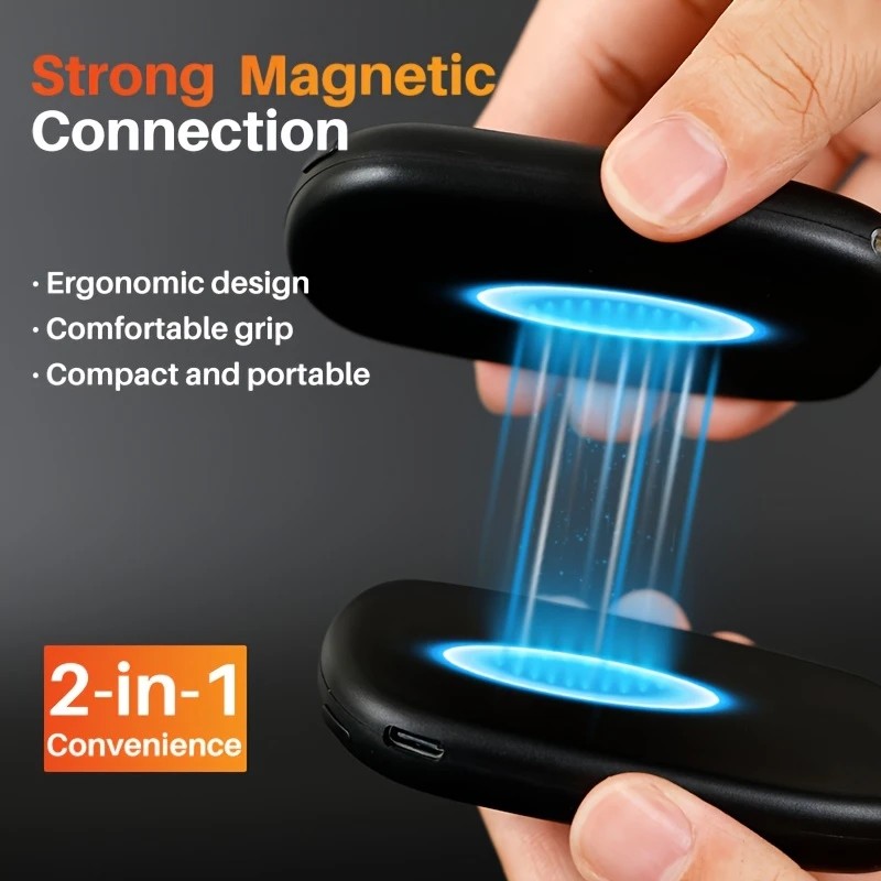2PCS of rechargeable hand warmers with COB lights, featuring rapid heating, 3 adjustable modes, and a portable magnetic electric design.