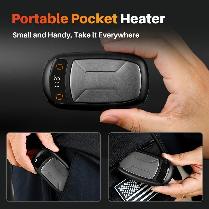 2PCS of rechargeable hand warmers with COB lights, featuring rapid heating, 3 adjustable modes, and a portable magnetic electric design.