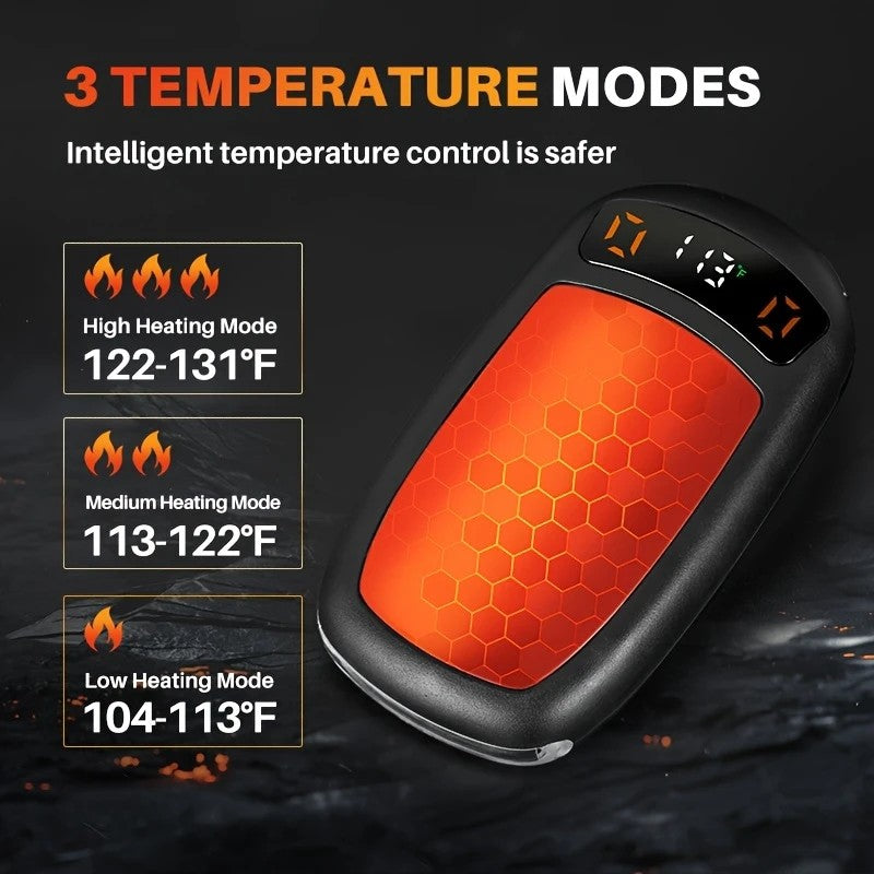 2PCS of rechargeable hand warmers with COB lights, featuring rapid heating, 3 adjustable modes, and a portable magnetic electric design.