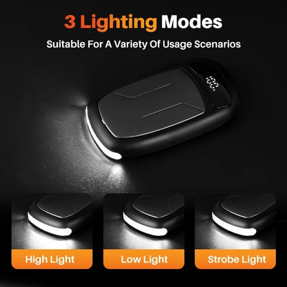 2PCS of rechargeable hand warmers with COB lights, featuring rapid heating, 3 adjustable modes, and a portable magnetic electric design.