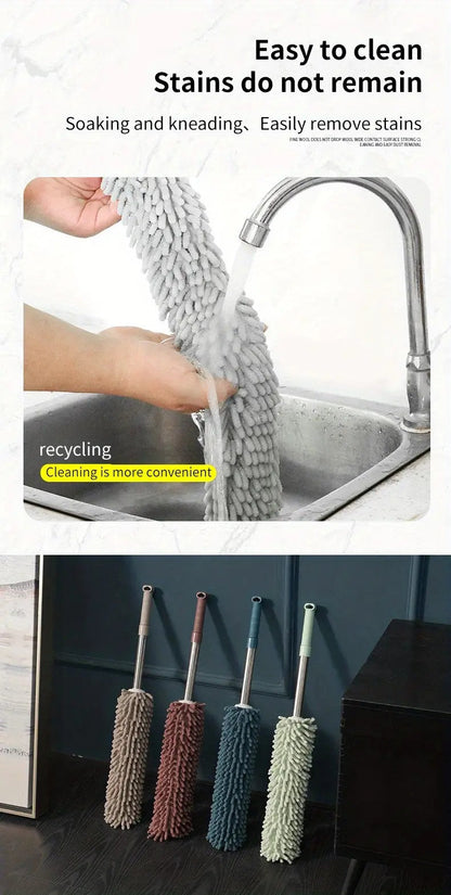 Coffee brown  Household Cleaning Duster / Static Duster / Dust Sweeper / Telescopic & Non-Shedding / Washable & Bendable / High-Reach Cleaning Tool / Cleaning Tools & Supplies