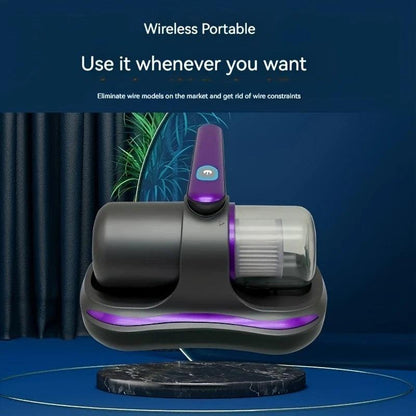 Blue Wireless Mite Removal Vacuum: Blue Light Sterilization, Deep Cleaning for Beds & Cars, Long Battery Life, One-Touch Purity.