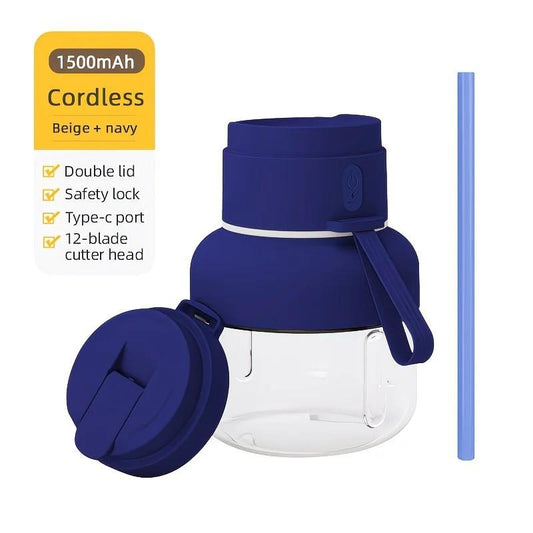 Portable multifunctional large-capacity tumbler, featuring powerful performance for juicing, baby food, and ice crushing. Perfect for home, outdoor, and fitness use, offering fresh and healthy beverages anytime, anywhere.BLUE.
