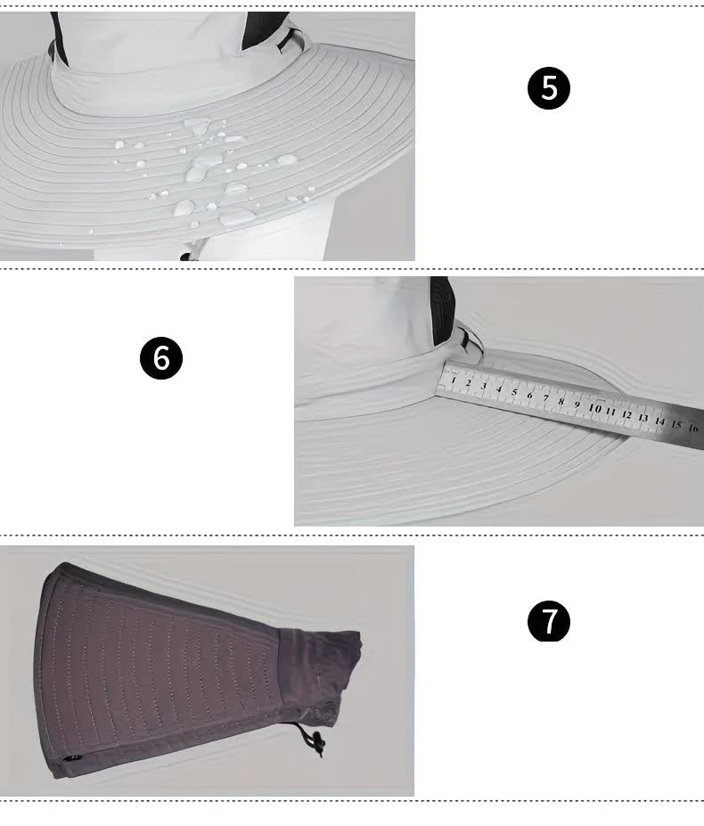 grey，Extra Wide Fishing Hat with Detachable Sun Visor and Neck Guard - The Perfect Choice for Summer Fishing, Hiking, and Outdoor Activities