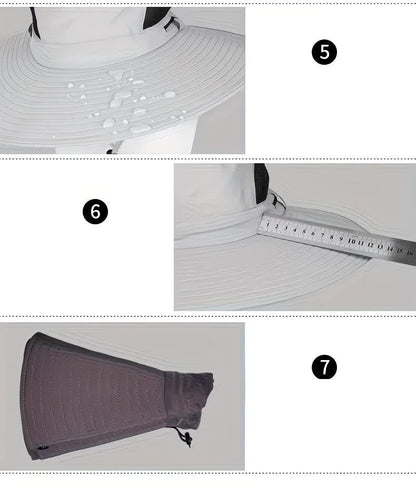 grey，Extra Wide Fishing Hat with Detachable Sun Visor and Neck Guard - The Perfect Choice for Summer Fishing, Hiking, and Outdoor Activities