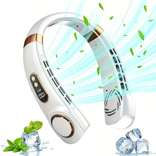 New Neck Hanging Fan Portable Mini USB Fan Personal Cooling Turbine Small Charging Quiet Lazy-Friendly.white.