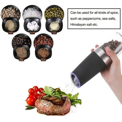 Black Gravity - sensing, grind with tilting —— Intelligent Pepper Grinder, adjust grind fineness freely for seasoning