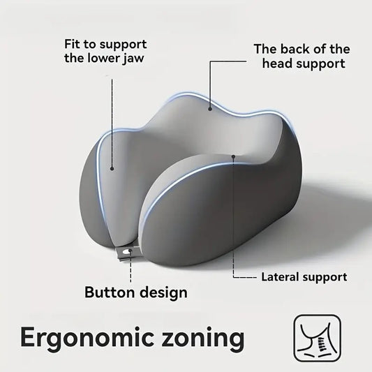 beige  Travel & Home Neck Pillow – Ergonomic, portable, perfect for sleep. Fits desks, cars, and long flights. Features slow rebound foam, washable cover.