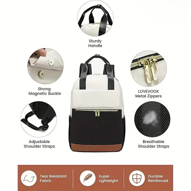 BLACK Korean-style Fashion Compact Backpack, Multi-functional & Large Capacity, Lightweight & Easy to Carry, Fits Daily Commute, Lunch Outings, and Short Trips.