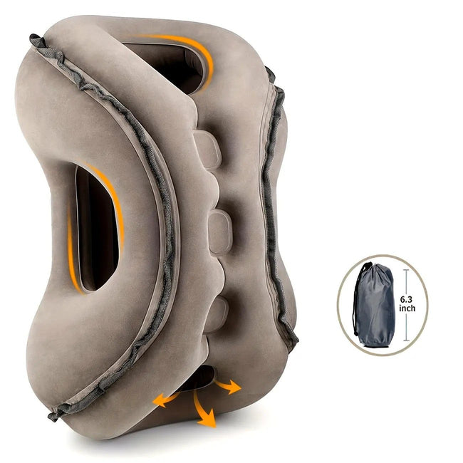 Inflatable Travel Pillow | Multi-Scene Ergonomic Design, 3-Second Inflate/Deflate, Relieves Travel Fatigue.(GREY) Hover Image