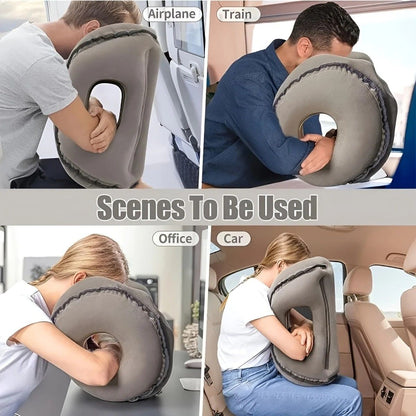 Inflatable Travel Pillow | Multi-Scene Ergonomic Design, 3-Second Inflate/Deflate, Relieves Travel Fatigue.(GREY)