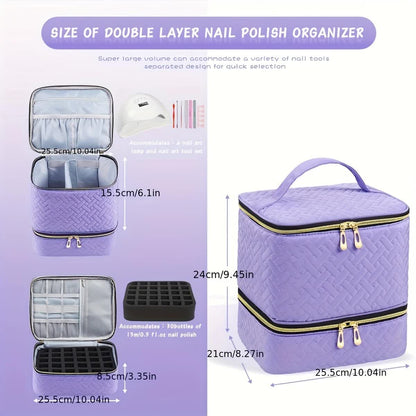 Green Double‑layer woven storage, scientifically organized with large capacity—Professional Nail Tool Carry‑on Bag, keeping tools perfectly ordered.