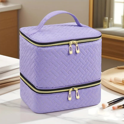Green Double‑layer woven storage, scientifically organized with large capacity—Professional Nail Tool Carry‑on Bag, keeping tools perfectly ordered.