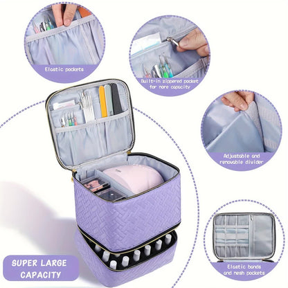 Green Double‑layer woven storage, scientifically organized with large capacity—Professional Nail Tool Carry‑on Bag, keeping tools perfectly ordered.