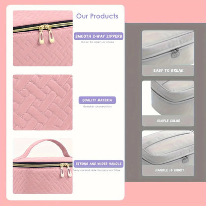 Green Double‑layer woven storage, scientifically organized with large capacity—Professional Nail Tool Carry‑on Bag, keeping tools perfectly ordered.