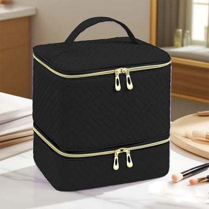 Green Double‑layer woven storage, scientifically organized with large capacity—Professional Nail Tool Carry‑on Bag, keeping tools perfectly ordered.