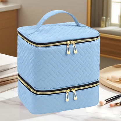 Green Double‑layer woven storage, scientifically organized with large capacity—Professional Nail Tool Carry‑on Bag, keeping tools perfectly ordered.