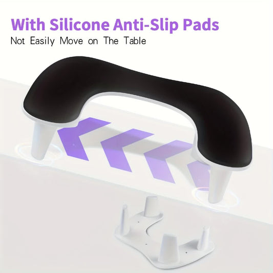 Pink This handheld nail care device integrates a U-shaped pillow and comes with a portable detachable stand. Designed with an inclined PU material and a sturdy base, it is crafted for both comfort and portability.