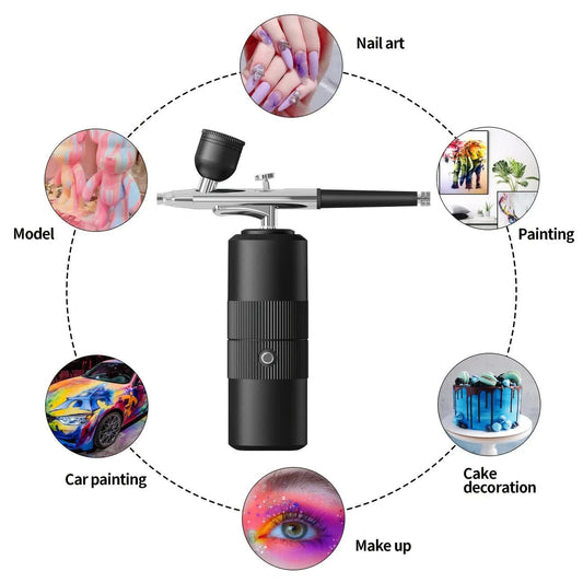 Green Portable Wireless Airbrush Kit, Versatile for Nail Art, Painting, Makeup, and Model Making