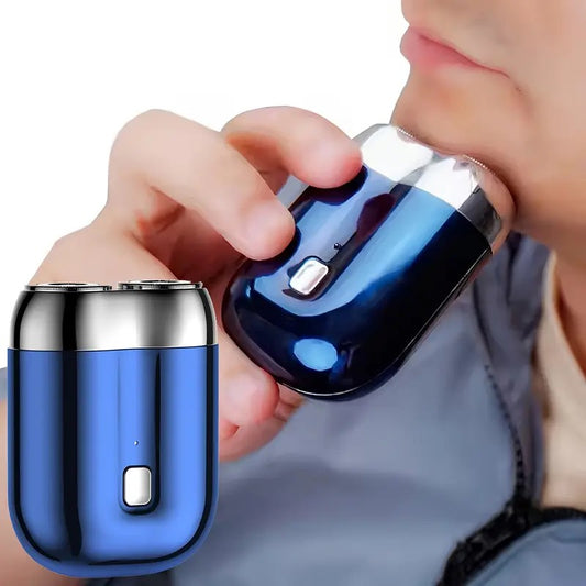 Green Men's Mini Electric Shaver, with USB-C Fast Charging, detachable dual-head system, portable design ideal for travel and business trips.
