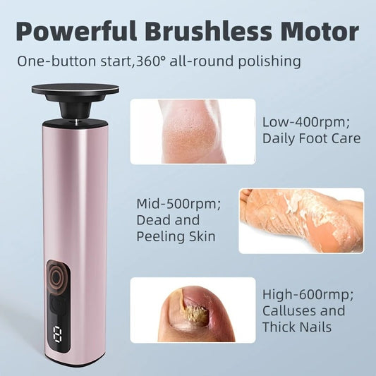 rose gold  Electric Foot File: 3-Speed Adjustable Nano-Level Filing, Type-C Fast Charge, Long Battery Life, Washable & Replaceable Heads, At-Home & Travel Foot Renewal Care