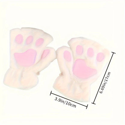 BLACK Cat Paw Fingerless Electric Heating Gloves, 3 adjustable heating levels, washable, 2000mAh battery, fluffy and warm, perfect for study and entertainment, ideal gift for birthdays and Christmas.