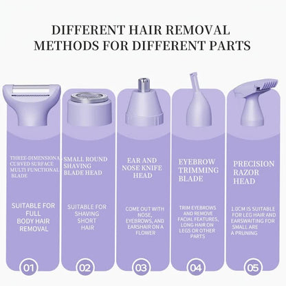 WHITE Women's Whole Body Electric Hair Removal Device, Painless Hair Removal, Type-C Fast Charging