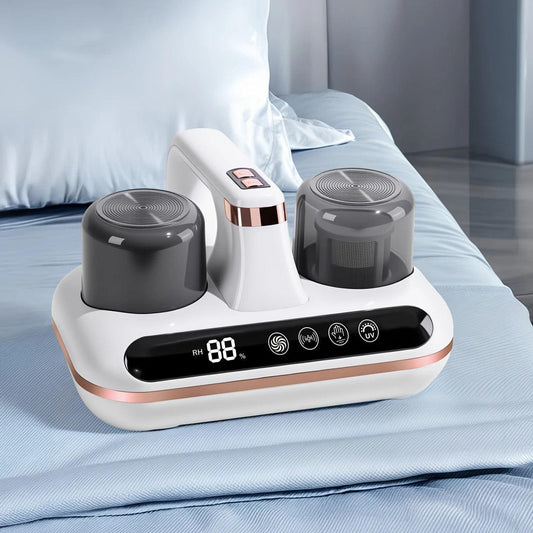 Wireless Intelligent Anti-Mite Cleaner: 10000Pa Super Suction, Dual Washable Dust Cups.