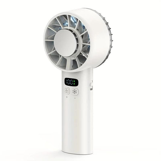 White Hurricane Ice-Bag High-Speed Fanï½100-Speed Adjustable, Second-Level Cooling, Lightweight and Portable Summer Travel Essential.