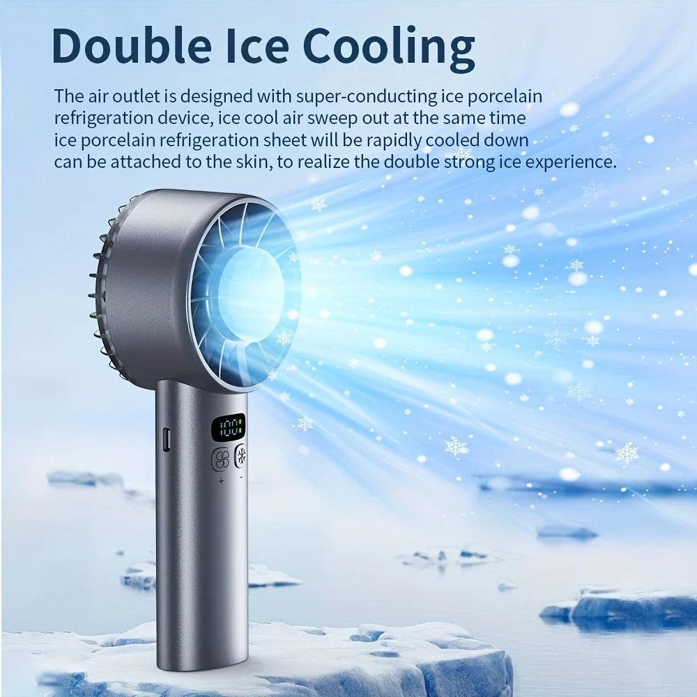 BLUE Hurricane Ice-Bag High-Speed Fanï½100-Speed Adjustable, Second-Level Cooling, Lightweight and Portable Summer Travel Essential.