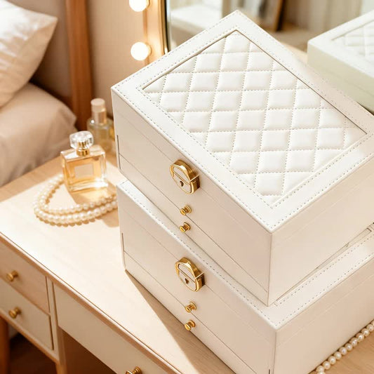 White Multi - layer Jewelry Storage Box: Velvet Lining, Three - layer Zoning, Double - drawer Storage for Accessories