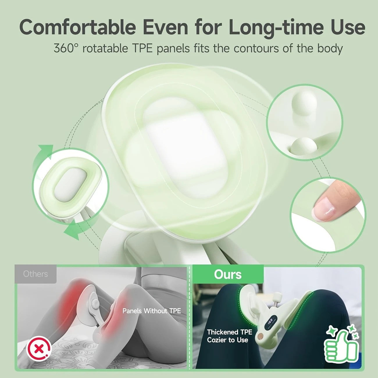 Smart Counting Buttocks and Leg Trainer. Adjustable resistance for precise activation of glute and inner thigh muscles. Features anti-slip design—your essential home fitness tool for body shaping, effortlessly tracking workout repetitions.（GREEN)