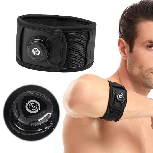 BOA Knob Elbow Brace | Adjustable Elastic Compression Support, Built-in Cushioning & Shock Absorption, Suitable for Baseball/Badminton/Tennis/Volleyball, Black Unisex