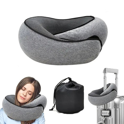 DARK GREY Snail Airplane Neck Pillow – Travel pillow with soft supportive design, ideal for sleep, cars, trains, the office, and home use. Includes a washable pillowcase and portable cervical support pad with storage bag.